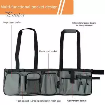 Органайзер для рыболовного ведра Регулируемое множество карманов Водонепроницаемая ткань Оксфорд Ведро на 5 галлонов Рыболовные снасти Инструменты Держатель для удочек Сумка для хранения Рыбалка чёрный