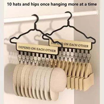Органайзер для шляп с буквенным принтом, удобная многоразовая застежка-липучка, 10 зажимов, держатель для бейсбольной кепки, товары для дома чёрный