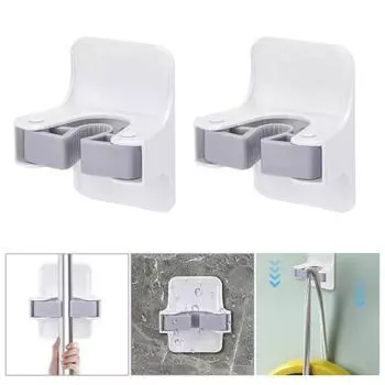 Органайзер для швабры и метлы, крючок для швабры, самоклеящийся, без перфорации, настенный, водонепроницаемый, противоскользящий, прочный, несущий нагрузку, держатель для швабры для ванной и кухни белый