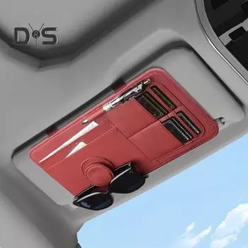 Органайзер для солнцезащитного козырька автомобиля, чехол для хранения из искусственной кожи, ручка для очков, телефон, многокарманные аксессуары для салона автомобиля чёрный