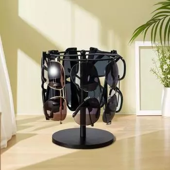 Органайзер для солнцезащитных очков, металлическая стойка для хранения с устойчивым основанием, простая сборка, настольный органайзер для очков чёрный