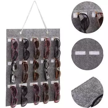 Органайзер для солнцезащитных очков с несколькими слотами, подвесные серьги, ожерелье, фетровый держатель для хранения серый