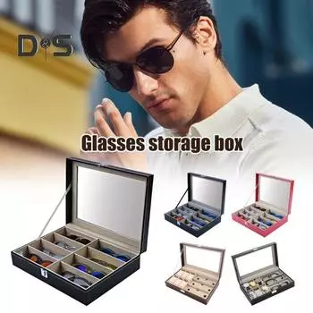 Органайзер для солнцезащитных очков, витрина для очков, большая емкость, водонепроницаемая бархатная подкладка, твердый корпус для хранения солнцезащитных очков серый