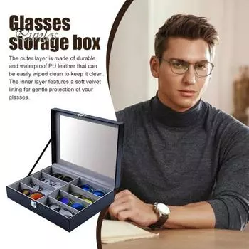 Органайзер для солнцезащитных очков, витрина для очков, большая емкость, водонепроницаемая бархатная подкладка, твердый корпус для хранения солнцезащитных очков бежевый