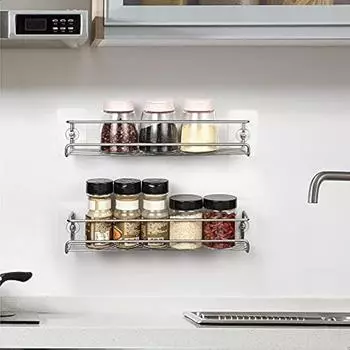 Органайзер для специй 2-ярусная полка для специй Стойки для хранения Настенный для кухонного шкафа Кладовой Дверцы United States