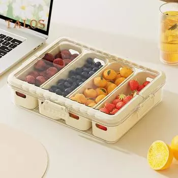 Органайзер для специй, контейнер для хранения с ручкой, пищевой, без BPA, большой емкости, разделенный поднос для сервировки, держатель для приправ 4Grid розовый