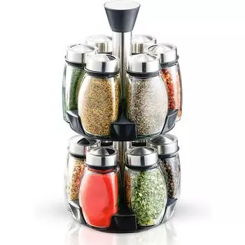 Органайзер для специй в шкафу — органайзер для приправ, трав и специй с 12 баночками и этикетками — вращающаяся полка для специй
