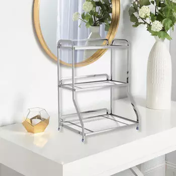 Органайзер для столешницы в ванной, косметический дисплей, 3-х уровневый поднос для туалетного столика sliver