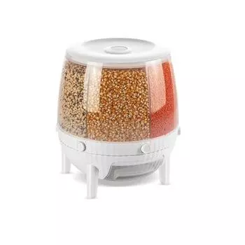 Органайзер для сухих продуктов и бобовых Вращающийся на 360° 6 секций Герметичный контейнер для хранения 6 л