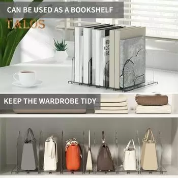 Органайзер для сумок, разделитель, гладкий край, без заусенцев, простая установка, регулируемая прозрачная полка для хранения сумок, разделитель-клатч S