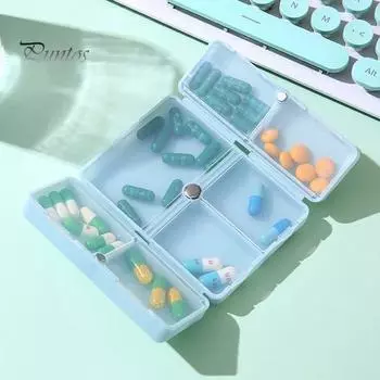 Органайзер для таблеток, складная магнитная коробочка для таблеток с 7 отделениями, прочные прозрачные крышки без запаха, коробка для ежедневной организации таблеток розовый