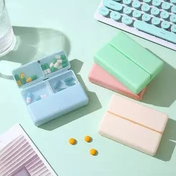 Органайзер для таблеток, складная магнитная коробочка для таблеток с 7 отделениями, прочные прозрачные крышки без запаха, коробка для ежедневной организации таблеток синий