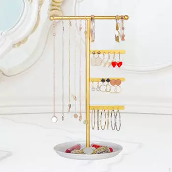 Органайзер для ювелирных изделий, держатель для сережек, универсальная настольная вешалка для ожерелий, подставка для демонстрации золотой