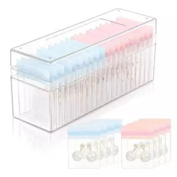 Органайзер для ювелирных изделий с 40 мешками для хранения, большой емкости, пыленепроницаемый, прозрачный, дорожный футляр для ювелирных изделий, сережек, колец, ожерелий 1 Set