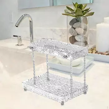 Органайзер для ванной комнаты, 2-уровневый креативный туалетный столик, полка для хранения косметической косметики чистый