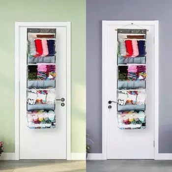 Органайзер для вязания крючком, сумка для хранения пряжи, большая вместимость, несколько отделений, застежка-молния, органайзер для хранения вязания крючком, прозрачная подвесная сумка серый