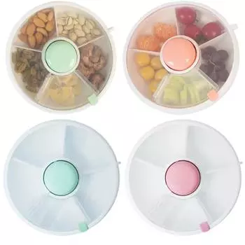 Органайзер для закусок Snack Spinner Candy Melon Seeds Box с 5 отделениями и крышкой Snack Container Portable для закусок из сухофруктов зелёный