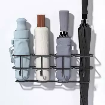 Органайзер для зонтов Стойка для зонтов Крючки для хранения Стойка для зонтов Поставьте полки для зонтов без перфорации Бытовой дверной проем Настенный подвес 4 Storage Racks белый
