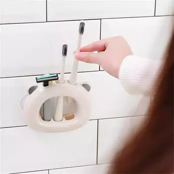 Органайзер для зубных щеток без запаха, без проколов, долговечный, модный, для улучшения дома, стойка для медведя для отеля бежевый