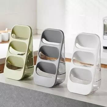 Органайзер из пластика, практичные большие отверстия, 3-слойный органайзер для хранения столовой посуды, полка для хранения серый