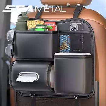 Органайзер на спинку автомобильного сиденья из искусственной кожи SEAMETAL, автомобильная многофункциональная сумка для хранения большой емкости серый