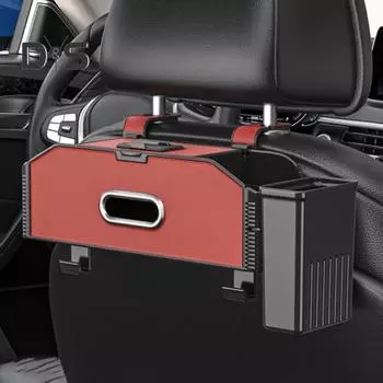 Органайзер на спинку сиденья автомобиля с 2 подстаканниками, крючками для коробок с салфетками, многокарманный дорожный органайзер для хранения вещей для детей