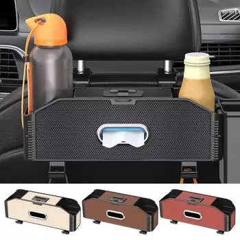 Органайзер на спинку сиденья автомобиля с 2 подстаканниками, крючками для коробок с салфетками, многокарманный дорожный органайзер для хранения вещей для детей