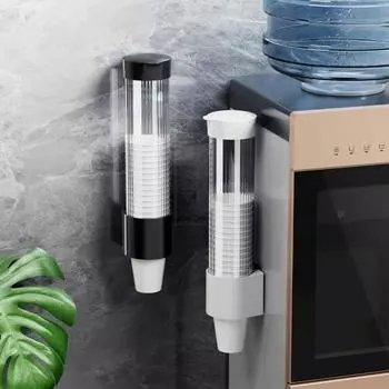 Органайзер настенный пластиковый диспенсер для расходника воды Современная полка для хранения чашек Контейнер для кружки чёрный