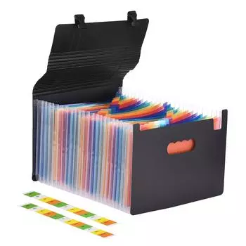 Органайзер-папка для файлов Accordian с ручкой, 24 кармана, расширяющийся футляр для документов формата A4 Letter разноцветный