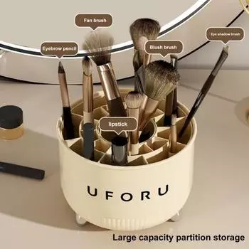 Органайзер с отделением для макияжа. Экологичный функциональный держатель для кистей. Товары для дома. L