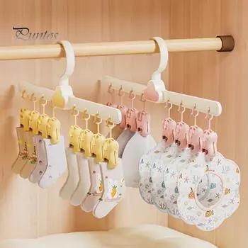 Органайзер с зажимами для носков Clouds Экономия места с 8 зажимами Простые в использовании универсальные зажимы для вешалок для хранения в шкафу с защитой от падения розовый