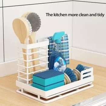 Органайзер Стабильная структура Удобная прочная несущая полка для хранения кухонных полотенец и губки Полка для хранения дренажа белый