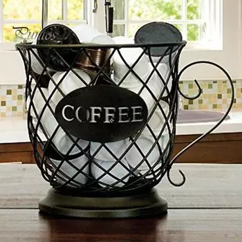 Органайзер в виде кофейных капсул, устойчивый к коррозии в винтажном стиле, с ручкой, корзина для фруктов, настольный органайзер чёрный