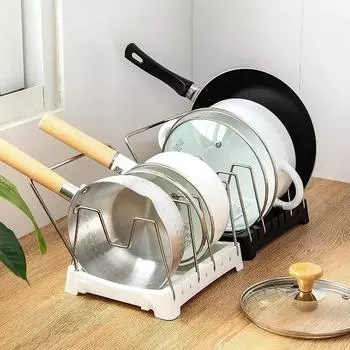 Органайзеры для кухонного шкафа для кастрюль и сковородок, расширяемая стойка для хранения из нержавеющей стали, разделочная доска, полка для сушки посуды светло-серый