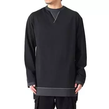 Organic Cotton Oversized Long IW0082 Black Long Sleeve [Wisely] T-shirt T-Shirt Men s [S-Black(IW0082)]
