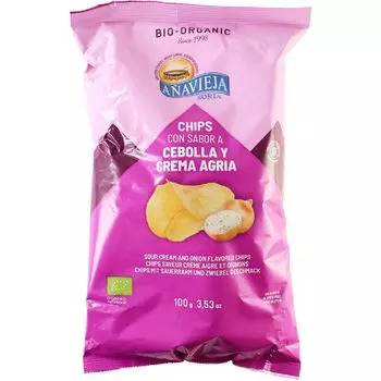 Органические картофельные чипсы со вкусом сливочного лука 100 г x 12 пакетов (кислый и вкусный)