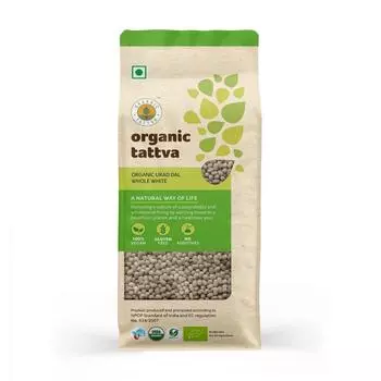 Органический белый Урад Дал цельный (1 кг), Organic Urad Dal Whole White, Organic Tattva