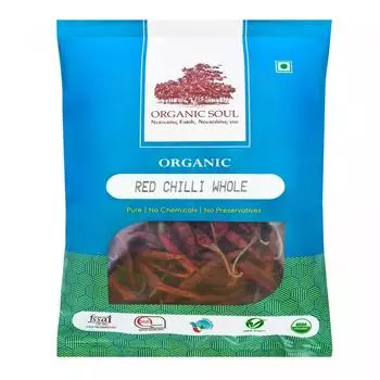 Органический Красный Перец Чили цельный (100 г), Organic Red Chilli Whole, Organic Soul