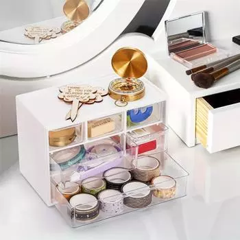 Организуйте свой стол: Пластиковый ящик с 9 отделениями для офисных принадлежностей, ювелирных изделий, косметики и аксессуаров