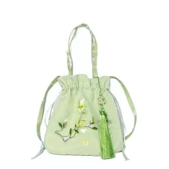 Organza Chinese Style Drawstring Bucket Bag Sweet Small Purse Bag Scenic Spot Memento Style 3