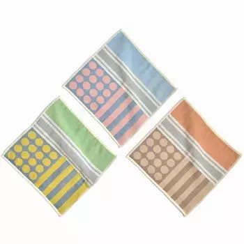 ORI365 Имабари Полотенце Марля Сделано Круглым и Полосатым Низ Подходит для Мужчин и Женщин Носовые платки, Набор из 3 штук, 100% Хлопок, Япония, Впитывающее,