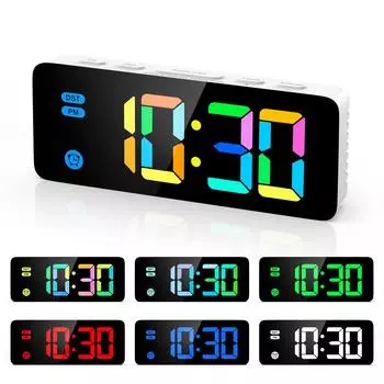 ORIA LED Digital Clocks RGB Alarm Clocks Colorful Modern Table Clock With 12/24H Display for Bedroom Home Best Gift