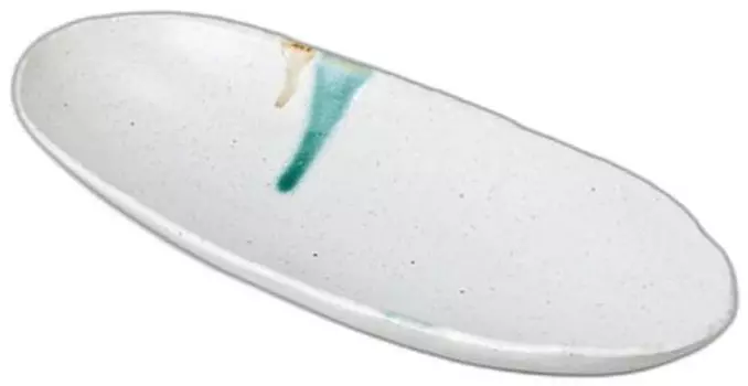 Oribe Oval Plate x x Serving Bowl Setomonohonpo Two-Color Stone-Grain (Large) [32.7 13.8 4cm]