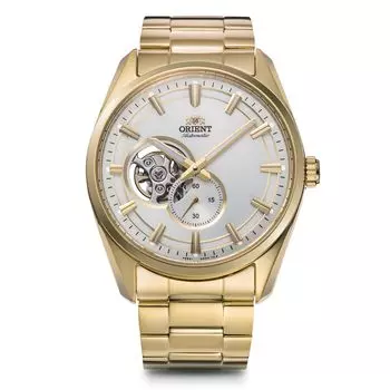[ORIENT] Часы ORIENT Automatic Современные полускелетонные механические автоматические отечественные с гарантией производителя Open Heart RN-AR0007S мужские белые золотой