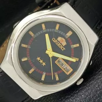 ORIENT CRYSTAL AUTOMATIC 46943 JAPAN MENS DAY&DATE ORIGINAL DIAL WATCH a431949-2 R109-a431949