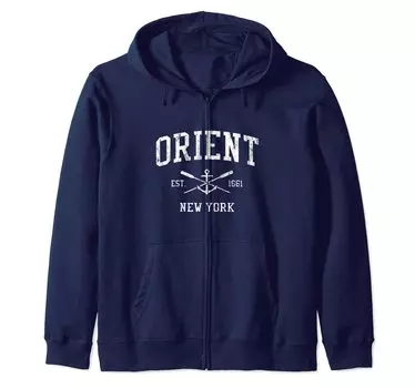 Orient NY Vintage Cross Oar Boat Anchor Sports Zip Parka &