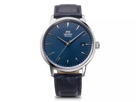 Orient Современные механические автоматические часы RN-AC0E04L с темно-синим кожаным ремешком 40 мм