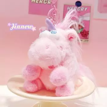 Original Charming Jinnew Plush Unicorn Keychain Colorful Stuffed Accessory Animal