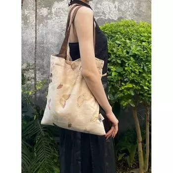 Original Chuangchun Real Artsy Easiest for Match Leisure Work Shoulder Bag Creamy-white Butterfly Shoulder Bag