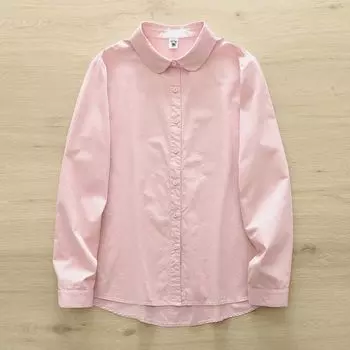 Original Combed Cotton Pure Cotton Shirt Women s Spring & Fall New round Neck Long Sleeves Easiest for Match Artsy Small Bottoming Shirt Pink M